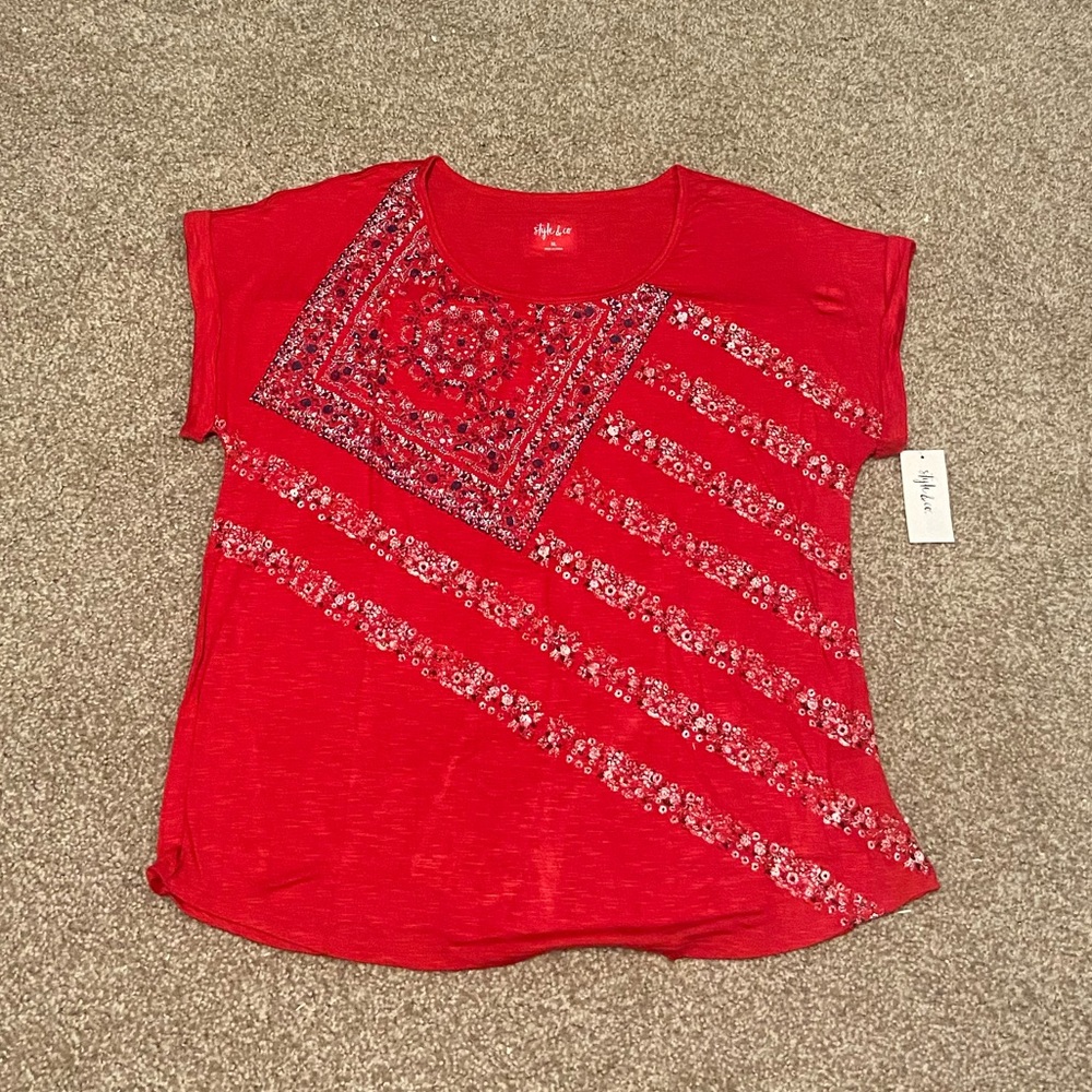 • style and co paisley flag graphic tee shirt •